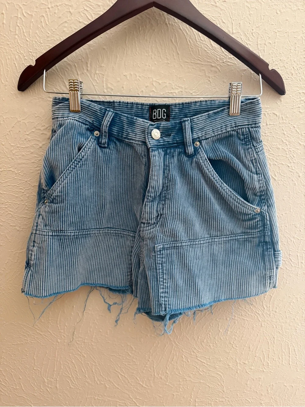 BDG Urban Outfitters Blue Corduroy High-Rise Carpenter Shorts | Size 24